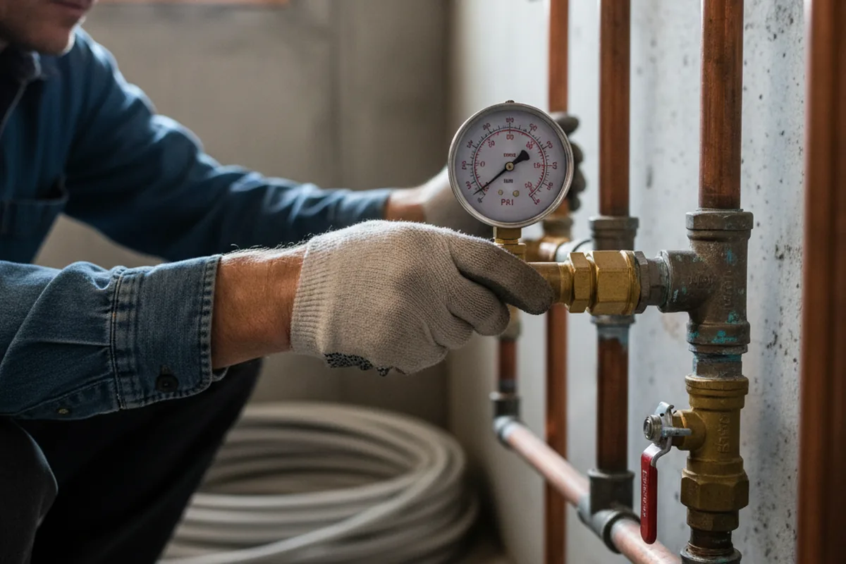 Pressure testing a repaired line during Water Line Repair in Mertens